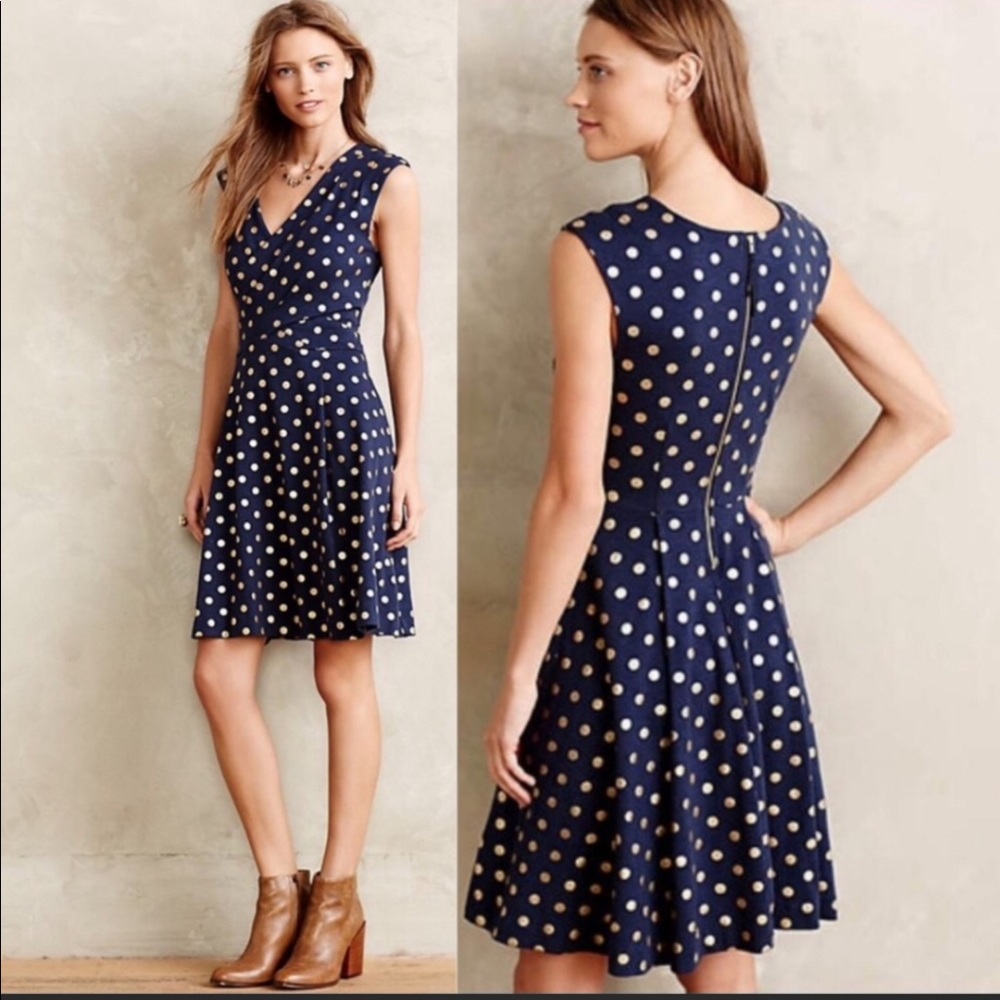 Anthropologie Maeve Ophira Polka Dot Wrap Dress